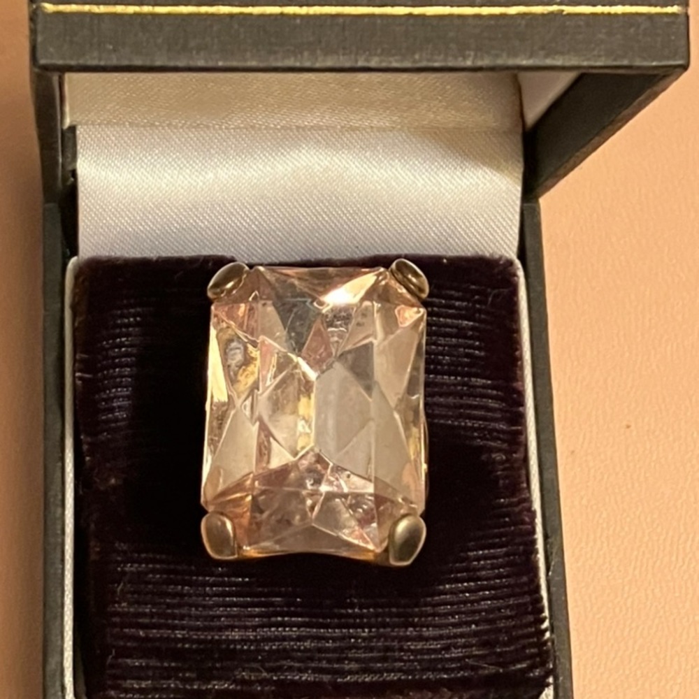 Large Faceted Pink Crystal Statement Ring - Women's Fashion Ring